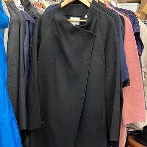 Vince Wool Blend Sweater Back Drape Neck Coat